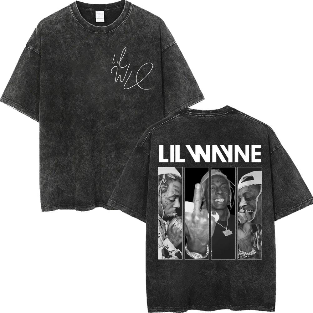 Vintage Washed Rapper Lil Wayne Graphic T Shirts Men Women High Quality Fashion Oversized Tshirts Summer Casual Cotton Tshirt