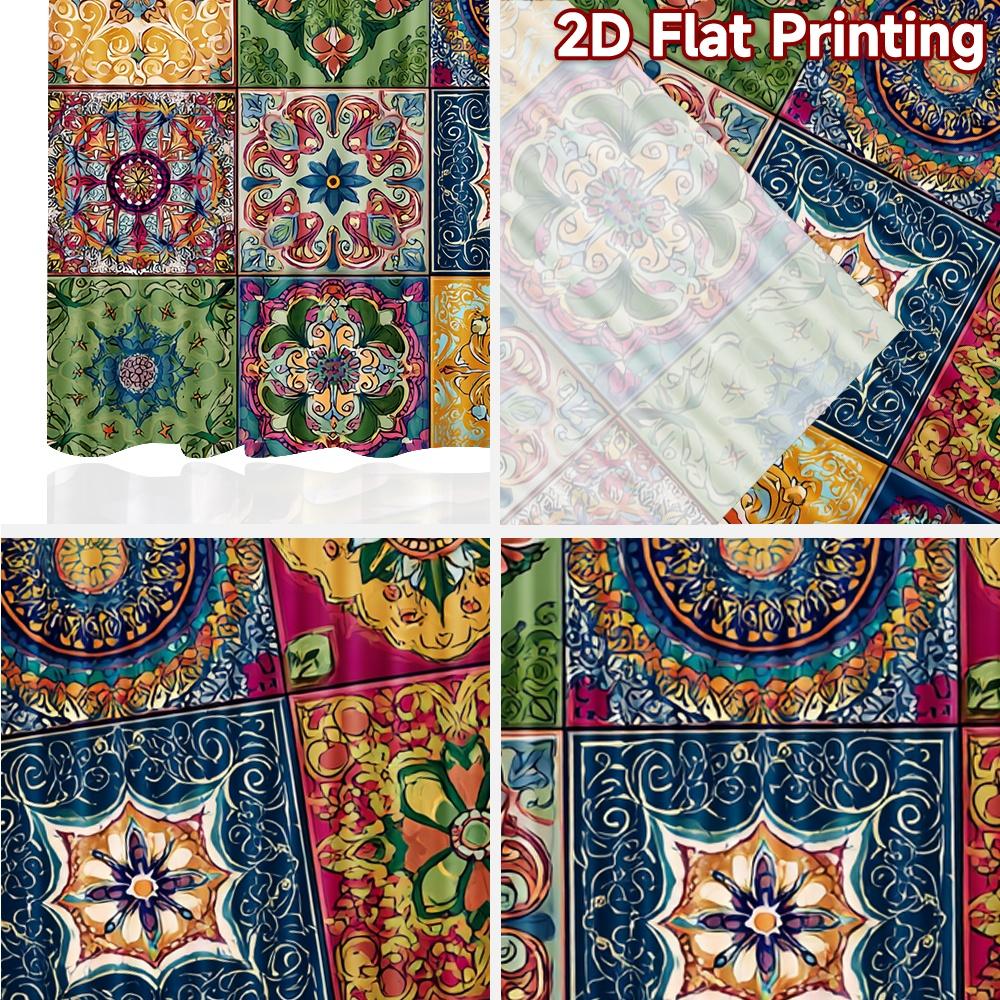 2pcs, 2D FLAT PRINTING Curtains (Without Rod) Mosaic Harmony Halloween Festival Fashion Curtains Fabric Curtains All Seasons