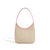 Borsa a secchiello in tela con cuciture a contrasto, semplice da pendolare, grande capacità, spalla, sotto braccio, moda, borsa da donna