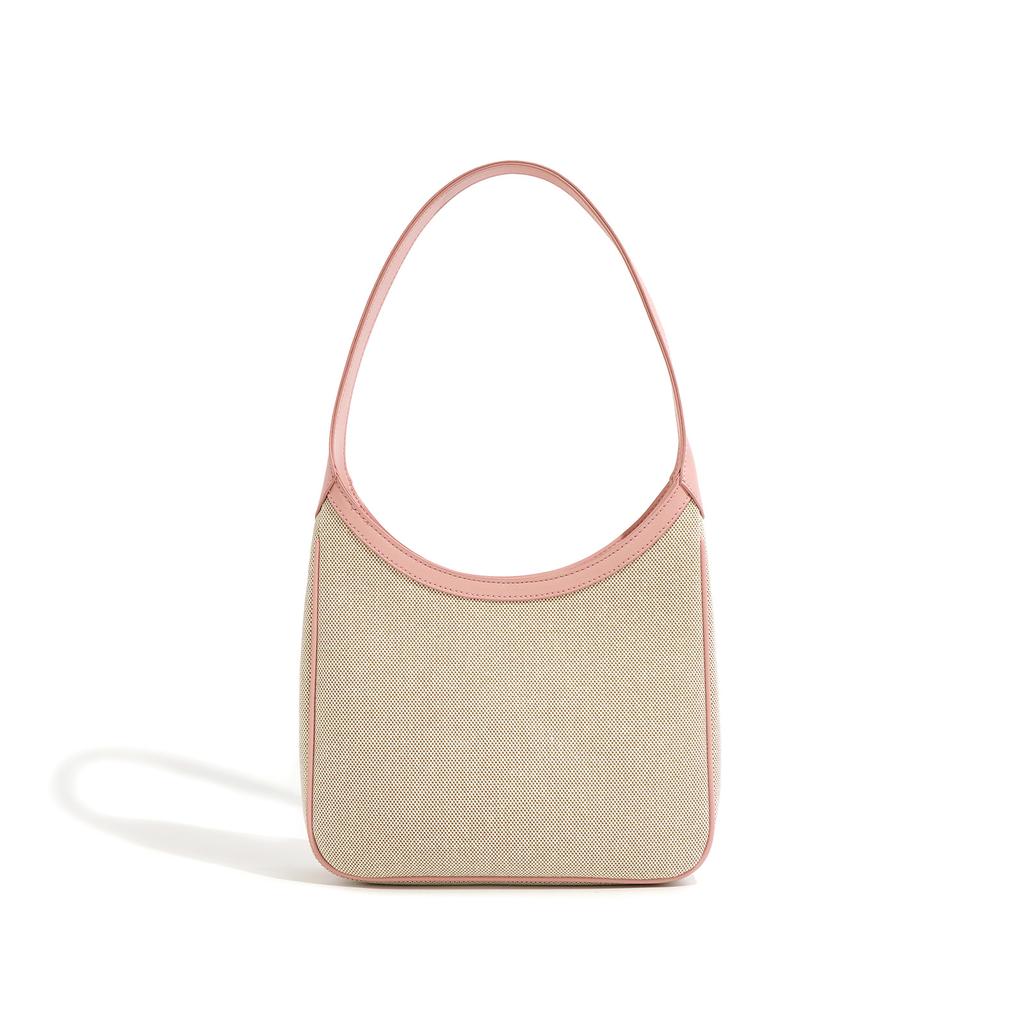 Borsa a secchiello in tela con cuciture a contrasto, semplice da pendolare, grande capacità, spalla, sotto braccio, moda, borsa da donna