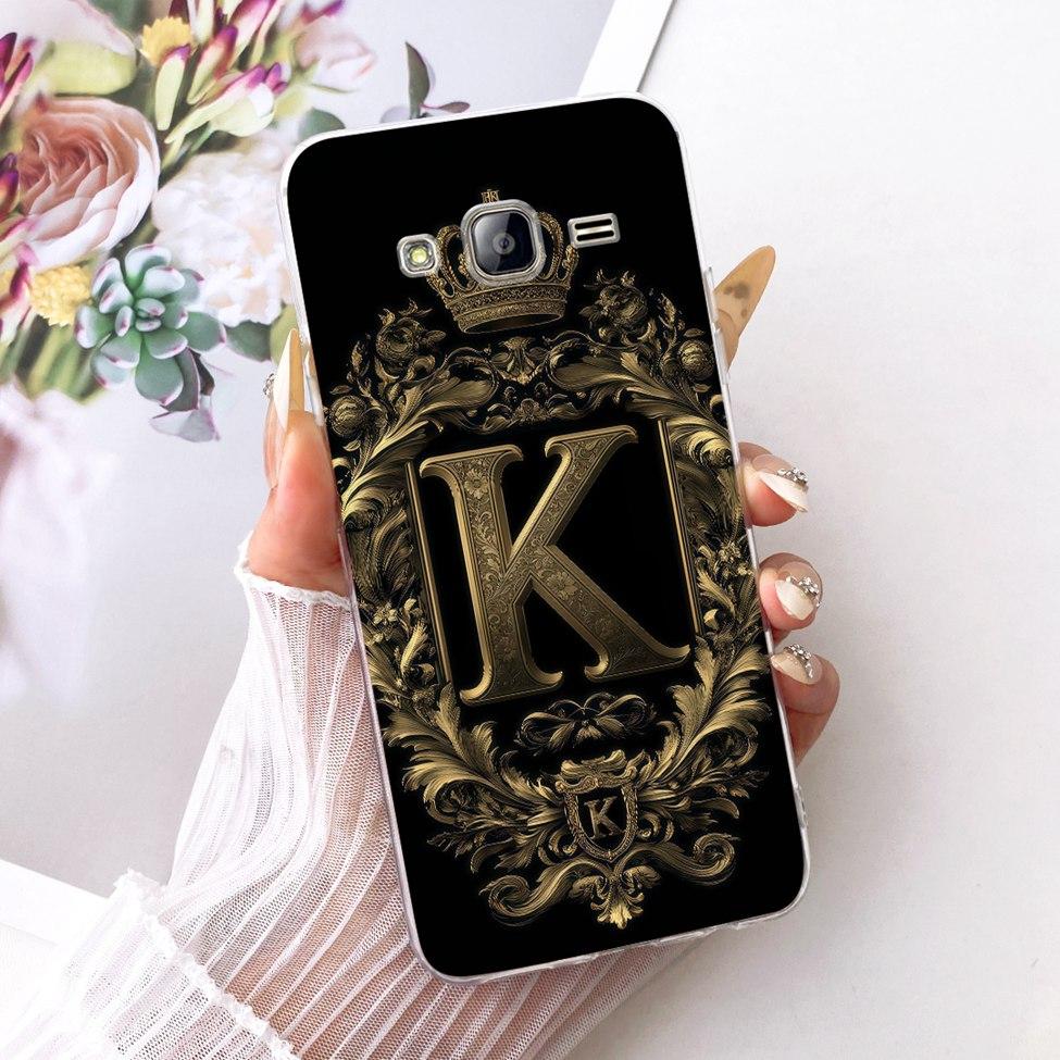 Transparent For Samsung J3 2016 SM-J320H SM-J3109 Cover For Samsung Galaxy J3 2016 Case Luxury Crown A-Z Letters 2D Flat Pattern