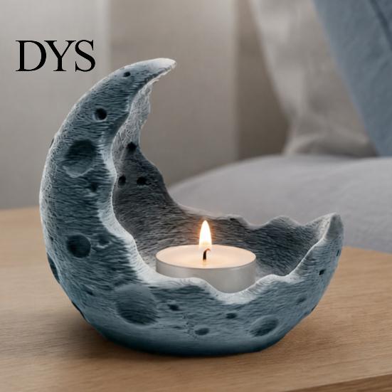 Healing Night Light Holder 3D Printed Moon Candle Holder, Modern Crescent Shape Candlestick, Realistic Minimalist Interior Decor Lunar Texture Ambient