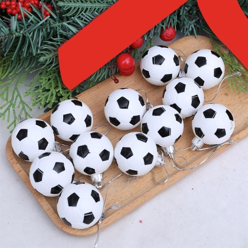 12Pcs Shatterproof Christmas Baubles Decorations 4cm Soccer Ball Ornament China Mainland
