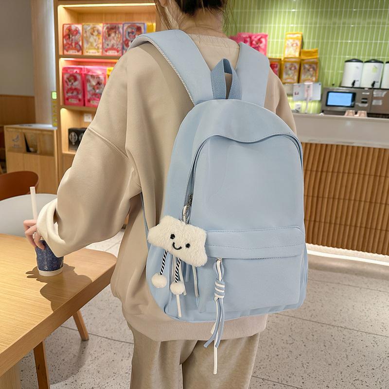 Dopamine Sen College Students' Schoolbags Girls' Schoolbags Korean Travel Trips Niche Pure Color College Style Simple Backpack.