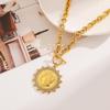 Ying Tai Stainless Steel Titanium Necklace - European Empress Portrait with OT Buckle, Highly Polished 18k Gold Finish.