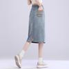 2025 Vielseitiger Damen-Denim-Midirock mit hohem Bund und Schlitz - Perfekt für Frühling/Sommer