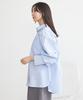 Music Casual Back Drawstring Overshirt for Striped Blue [Earth & Ecology] Women,