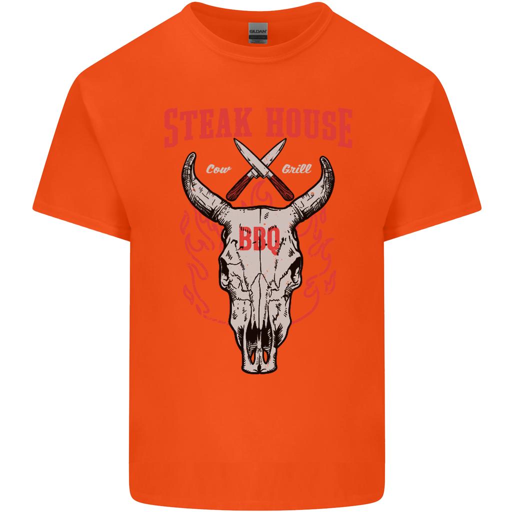 Steak House Bbq Cow Skull Grill Beef Food Unisexs Light Cotton Tshirt
