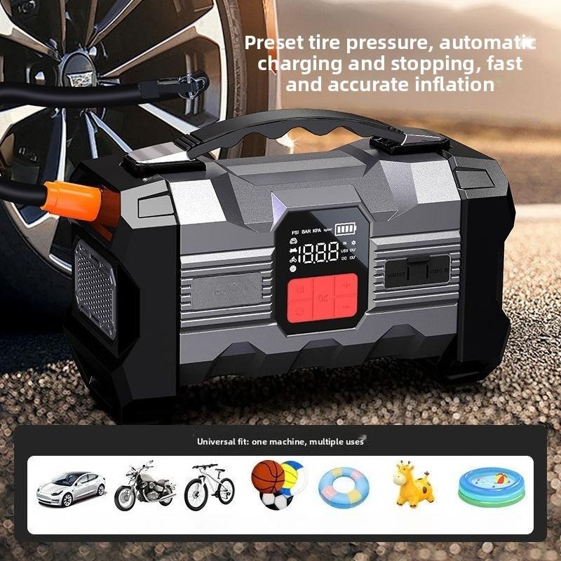 Emergency Power Supply 12V High-Capacity Car Charger with Multi-Function Air Pump Integrated Portable Jump Starter
