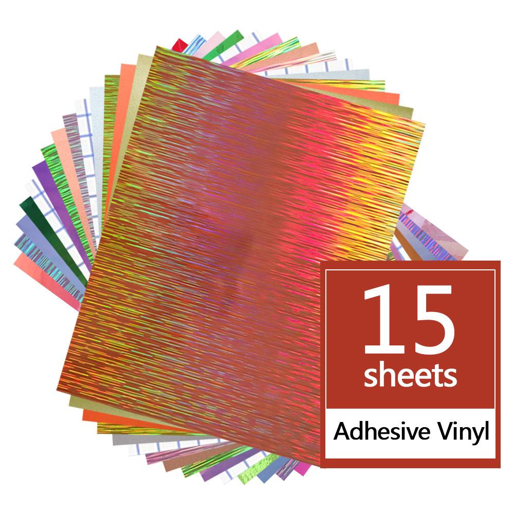 

15 Sheets 12 x10 Bundle Removable Adhesive Craft Vinyl Making Signs Pattern for Festival Party Mugs Decor Cards Cut Film DIY 30cm x 25cm