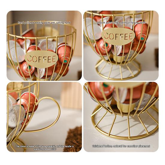 Storage Rack Durable Iron Coffee Capsule Storage Rack Hollow Design Space-Saving Strong Capacity Organizer for Home Kitchen