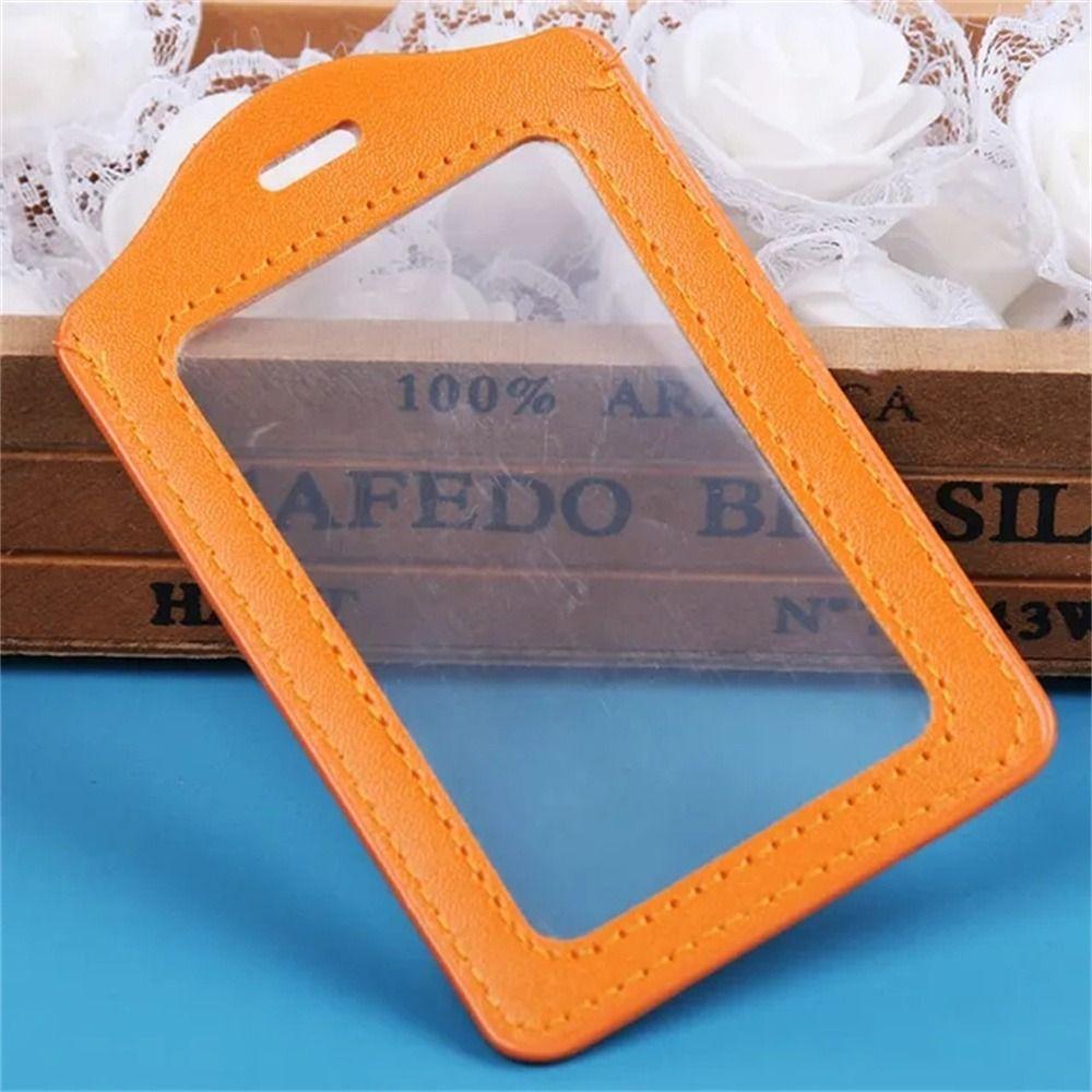 Double-Sided ID Badge Case PU Leather Name Card Cover Business Card Holder  Office Supplies