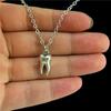 Retro Creative Silver Color Geometric Stereo Tooth Model Pendant Necklace for Women Men Medical Student Fashion Jewelry Gifts