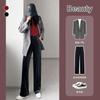 Golden Velvet Wide-leg Pants Women's New Spring and Autumn High Waist Drape Straight Casual High-end Black Sweatpants
