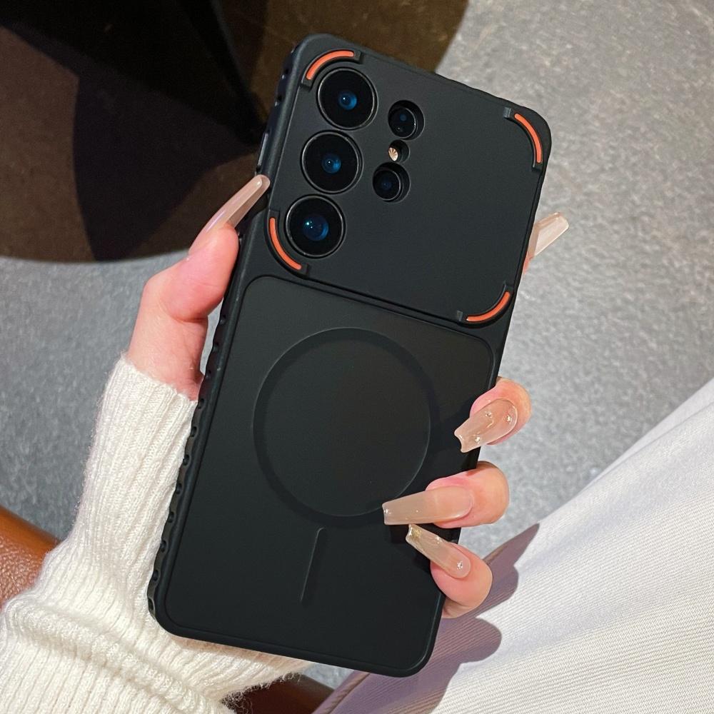 Armor Magnetic Matte Wireless Charging Phone Case For Samsung S25 Ultra S24 S23 Ultra Heat Dissipating Camera Protection Cover