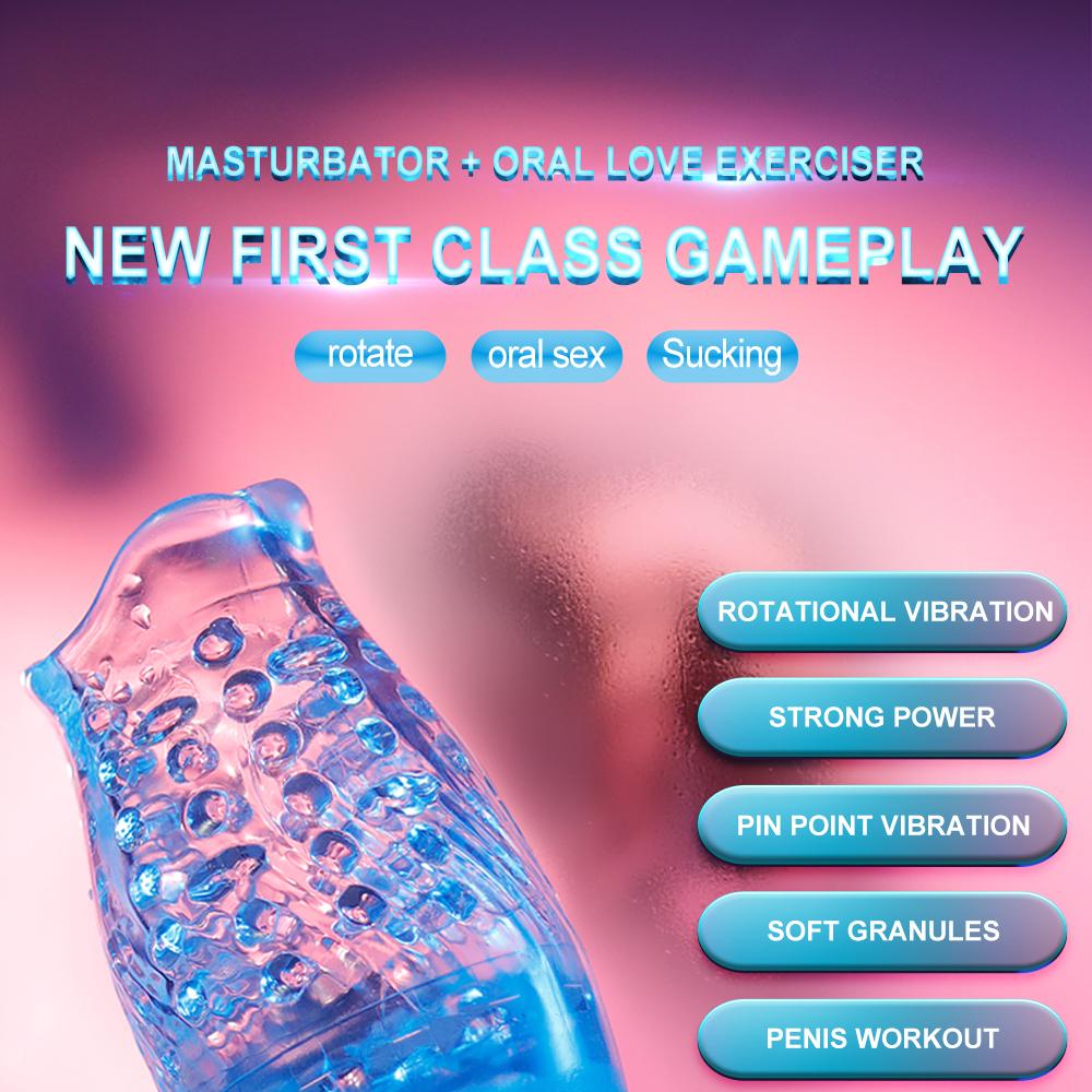 New Male 5 Speed Rotation 10 Modes Vibrating Masturbator Real Blowjob Glans Trainer Penis Massage Male Masturbator Glans Vibrator Male Sex Toy