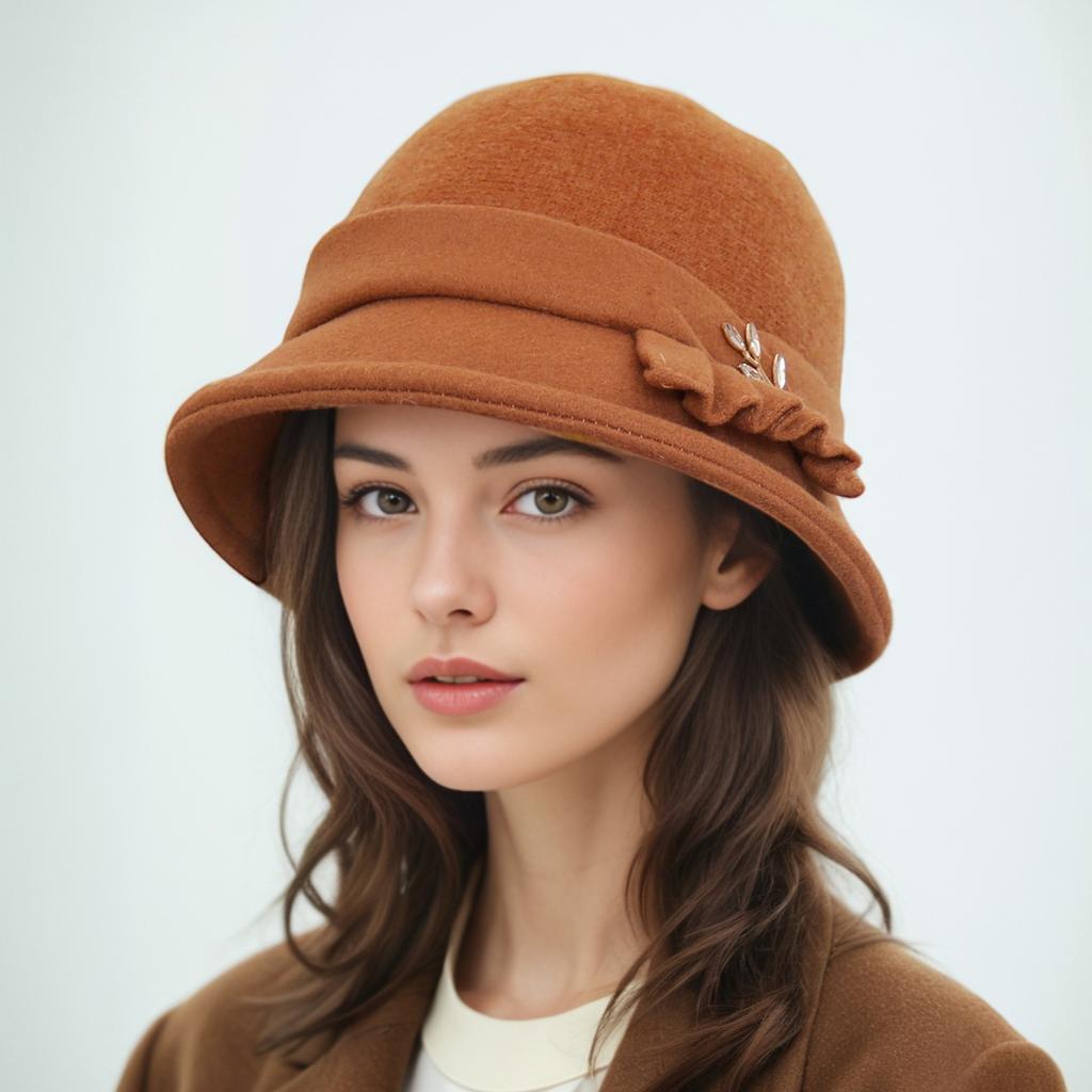 2025 Neue Mütze für Damen Herbst und Winter Gestrickt Warm und Vielseitig Gesichtsbetonend Kleiner Britischer Fischerhut Modisch und Elegant