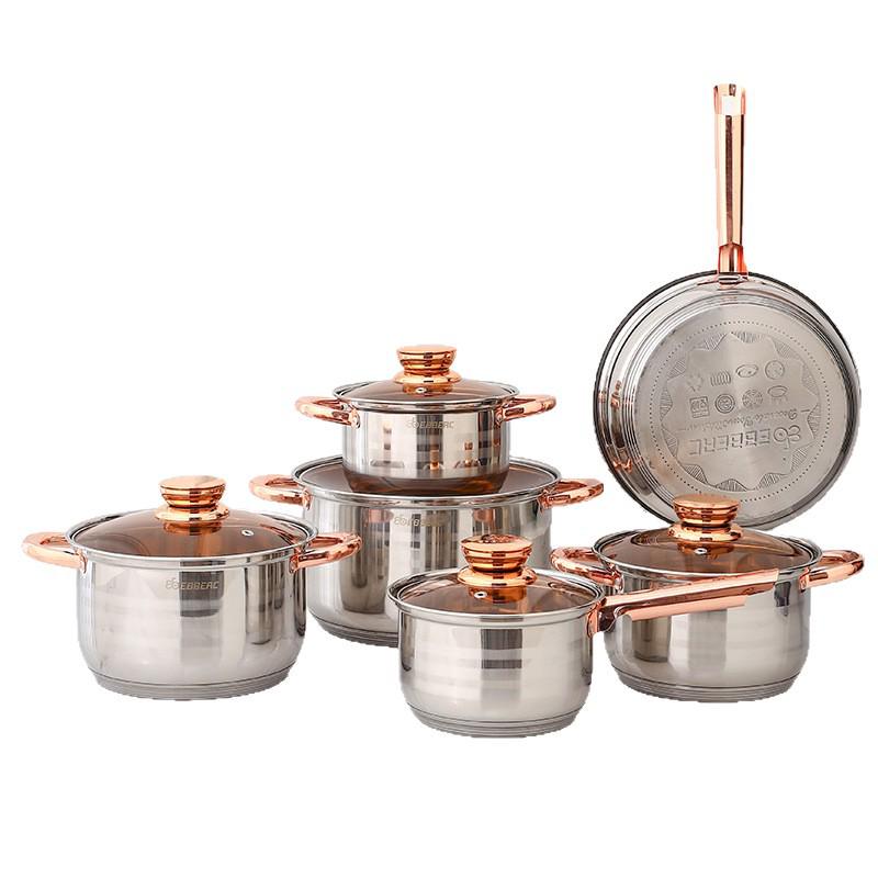 12-Piece Stainless Steel Cookware Set: Thickened Stockpot, Non-stick Frying Pan, Hot Pot, and Special Pot