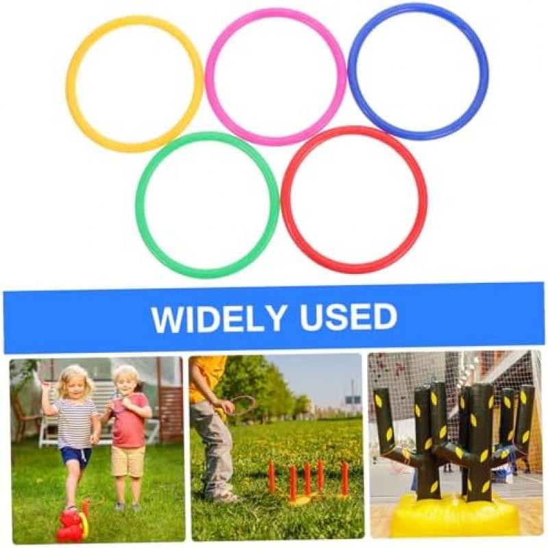 TOBBOMEY 48 Stück Dicke Plastik-Wurfringe, Zufällige Farben, Wurfspiel für Kinder und Erwachsene, Indoor-Outdoor-Party-Karneval