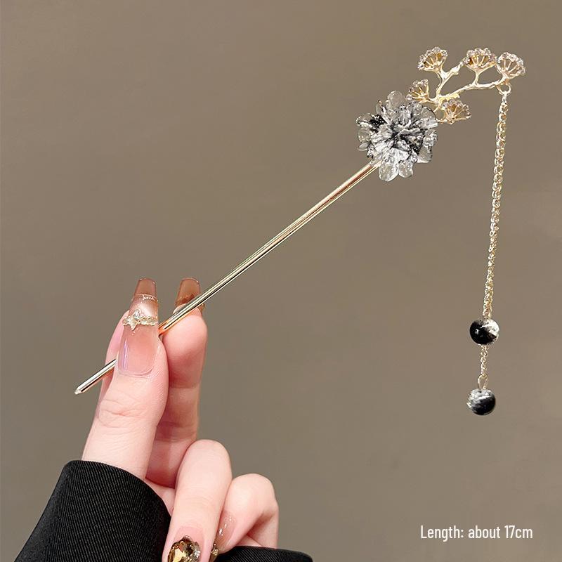 

Красная Луна Китайская Роза Кисточка Заколка для Волос для Высокой Прически - Стиль Ханфу