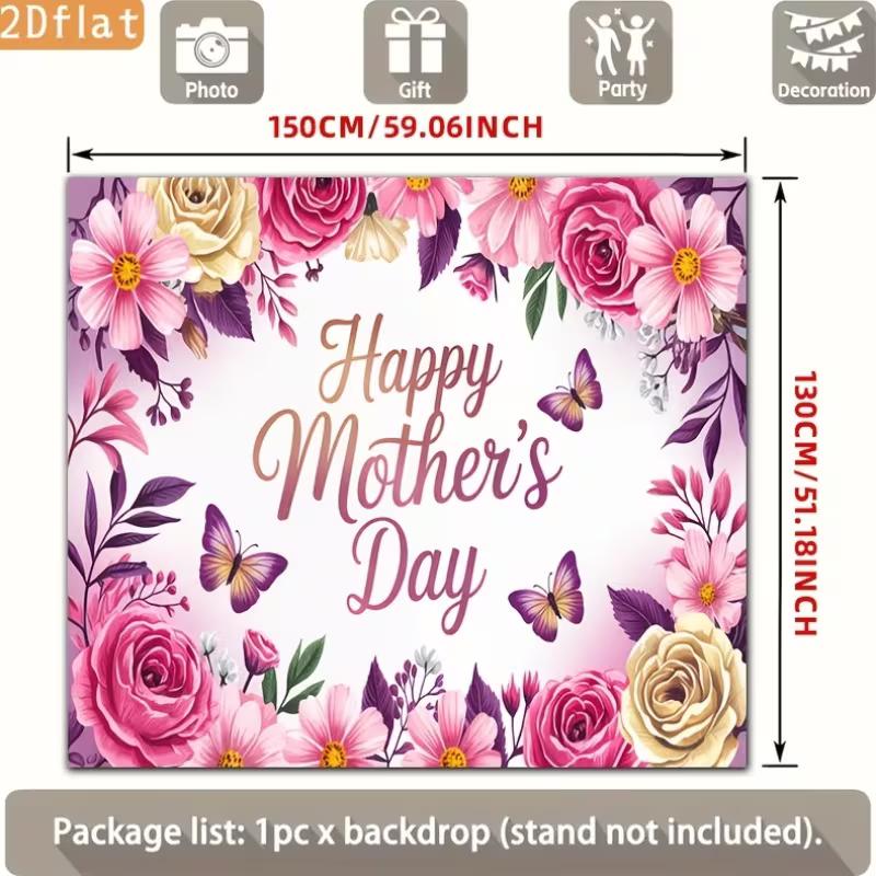 2D Happy Mother's Day Backdrop, Spring Flower Background for Mother's Day