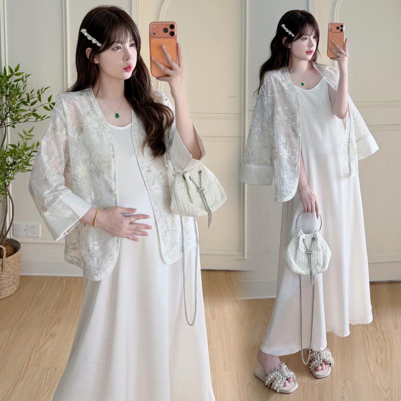 Elegantes Sommer-Umstandskleid 2026 im chinesischen Stil mit geprägtem Sonnenschutz
