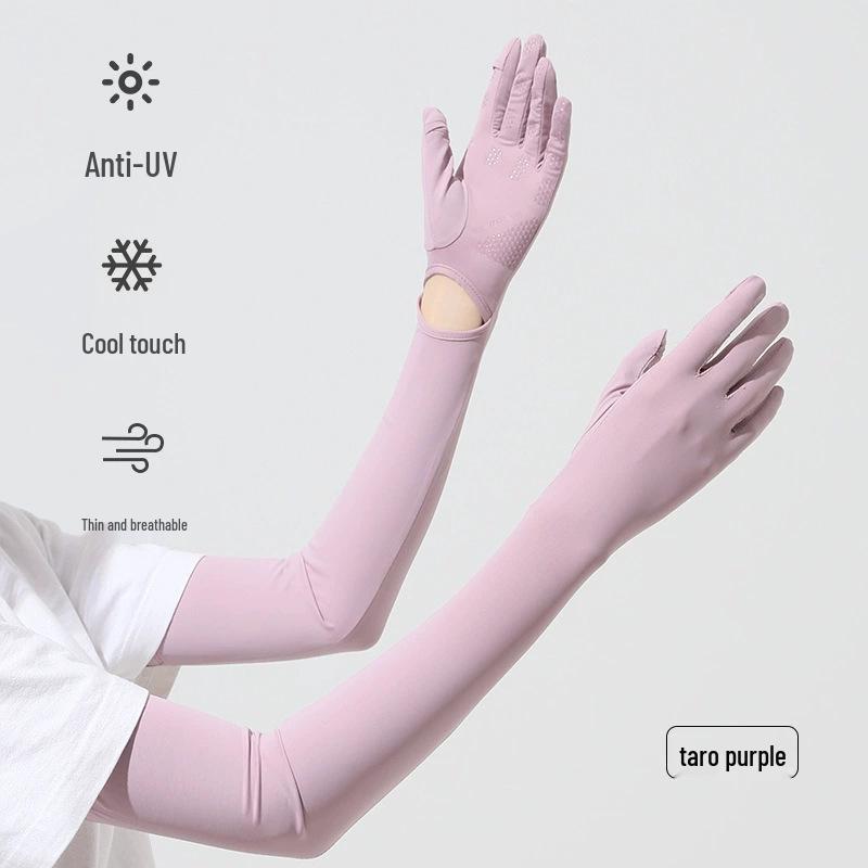 Ice Silk UV Protection Sleeves: Long Sleeve, Touchscreen-Ready for Outdoor Cycling & Driving.