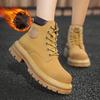 Men High Top Boots Fashion Casual Women Leather Lace Up Ankle Boot Non Slip Hiking Boots for Men Motorcycle Booties Botas Hombre