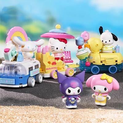 Sanrio Flower Car Series Construction Bricks Kuromi Hello Kitty Melody Anime Doll Figure Model Blocks DO IT YOURSELF Playthings Gifts Ideal For Kids