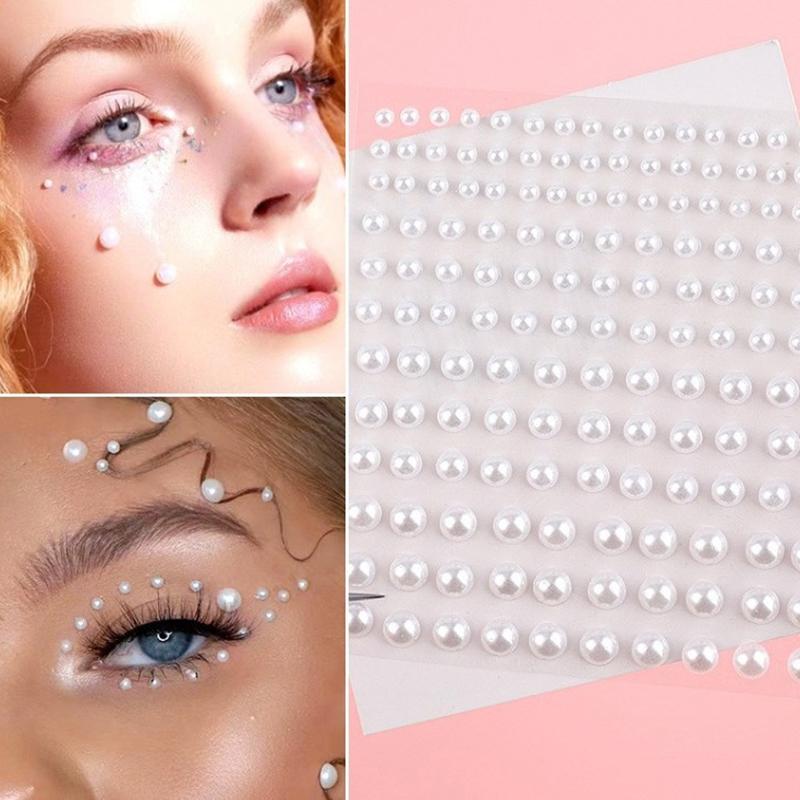 1 Sheet Plastic Semi-Circular Pearl Decoration Stickers For Diy Face Beauty Makeup Nail Art Cell Phone Hair Accessories