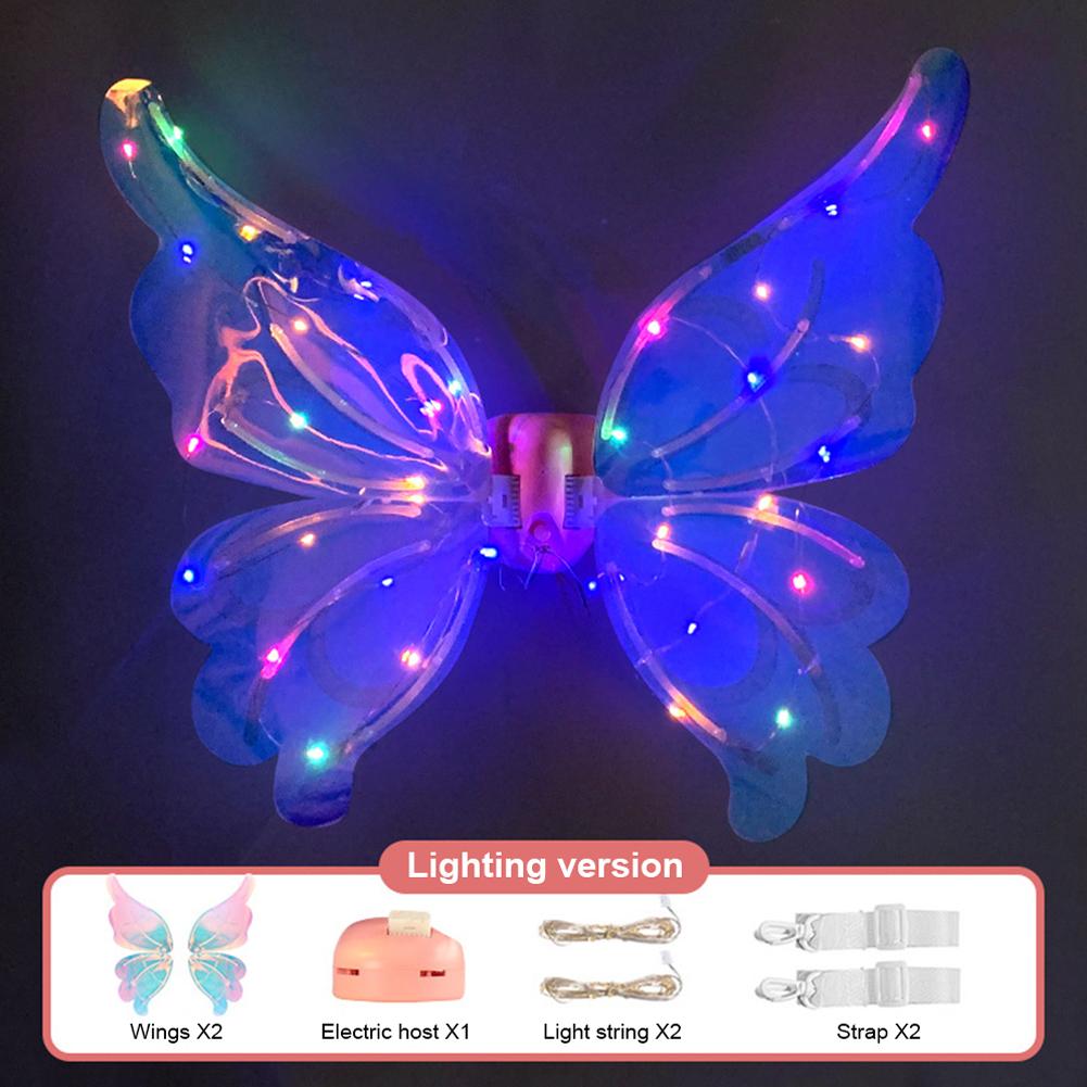 Creative LED Electric Butterfly Wings with Light Music Moving Wings Electric Elf Wings Costume Shimmering Flexibily Luminous Toy