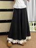 Plus Size Women's Elastic Waist Lace Ruffle Skirt Pants - Slimming, Loose, Wide-Leg, Versatile Fashion.