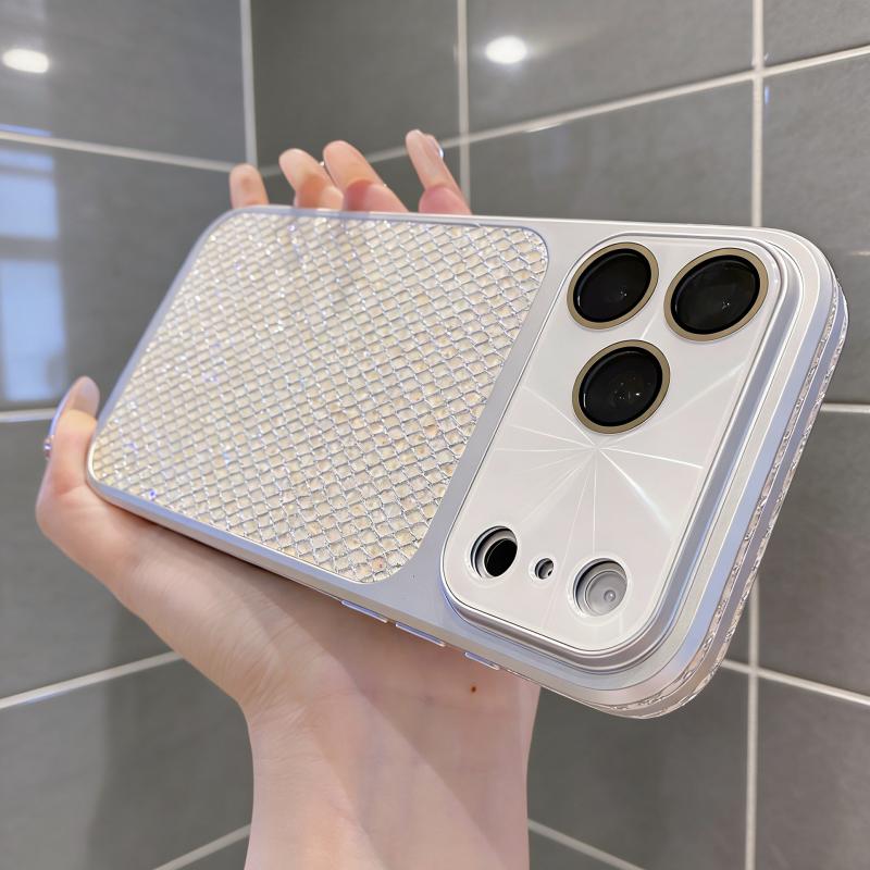 Luxury Shiny Rhinestones Phone Case For 17 16 15 14 13 Pro Max Hard Armor Shockproof Aurora Diamond Laser Cover Funda