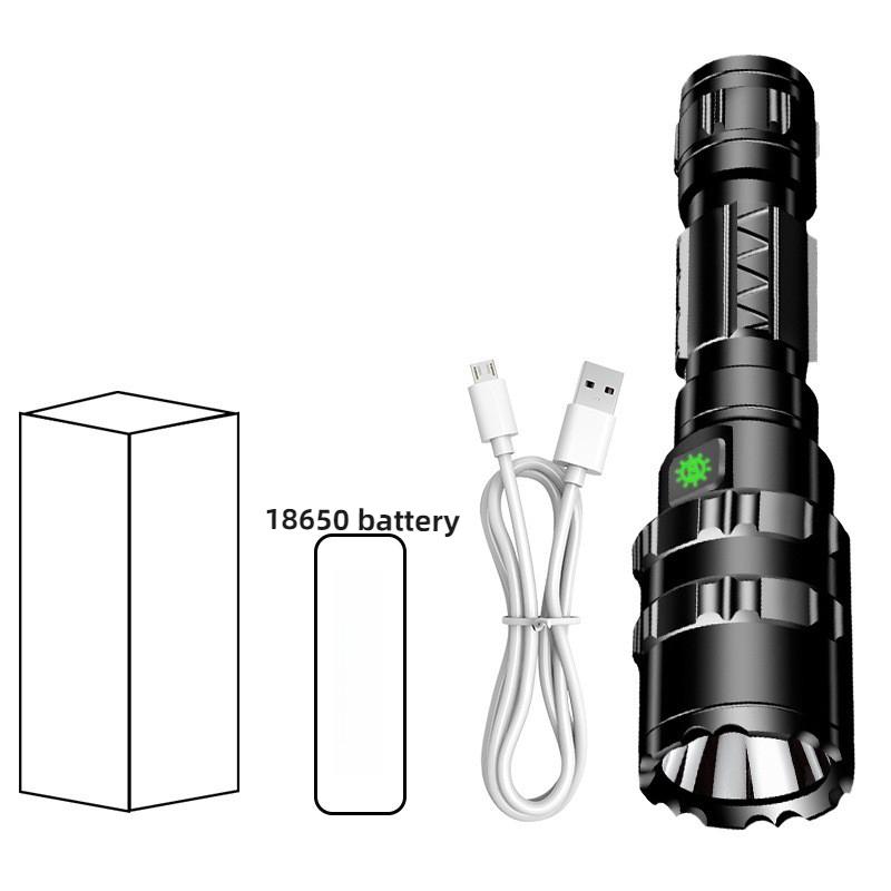 

Світлодіодний тактичний мисливський ліхтарик USB, акумуляторна водонепроникна лампа with 18650battery чорний