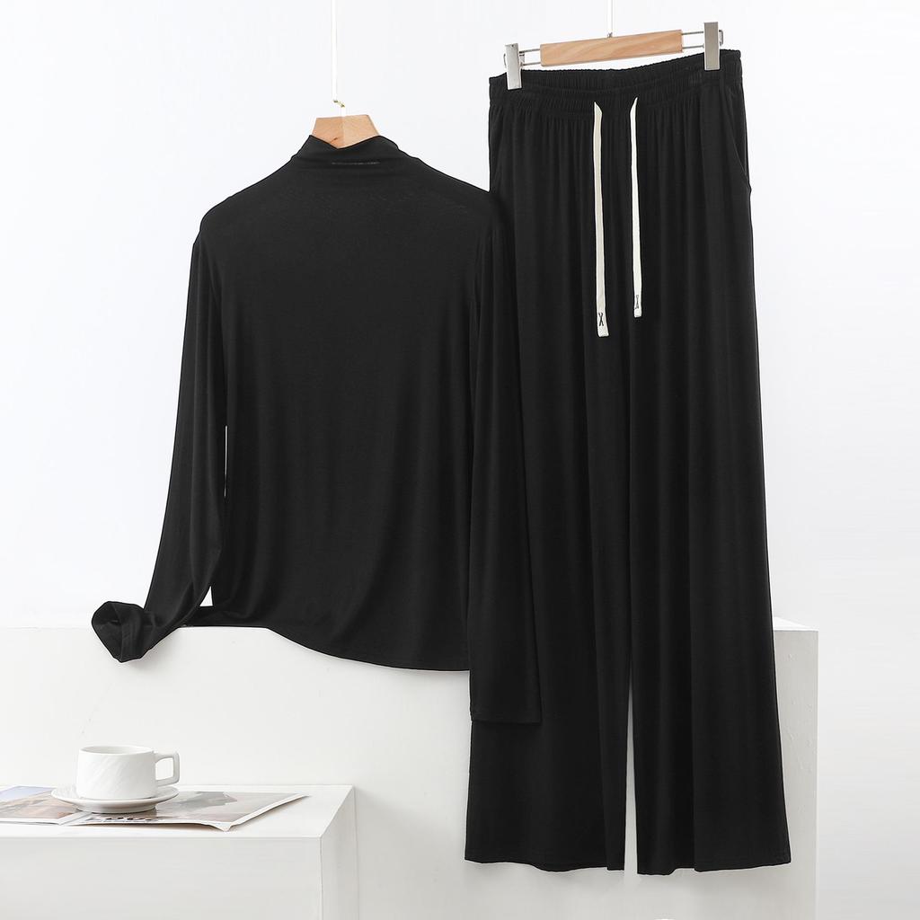 Damen Hochhals Langarm Pyjama-Set mit Schulterschutz - Weich, Glatt, Große Größen Sommer Nachtwäsche