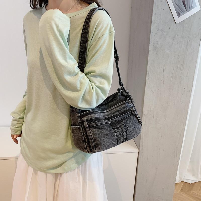 Denim Mobile Phone Bag Women's Shoulder Crossbody Bag Multi-Compartment Small Square Bag