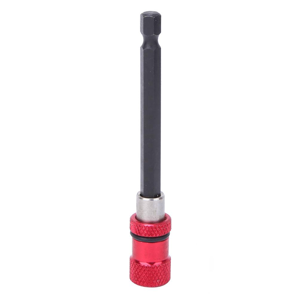 Red Stainless Steel Screwdriver Bit Holder 1Celsius4-Inch Quick Release Magnetic Extension Rod