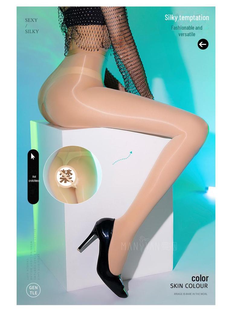 Manyan Glänzende 8D Offener Schritt Strumpfhose
