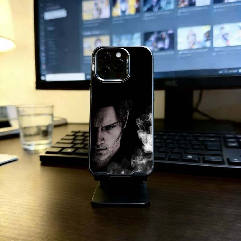 Leon Kennedy Phone Case For iPhone 17,16,15,14,13,12,11 Plus,Pro Max,XS,Colored Silver Plated Inside Cover