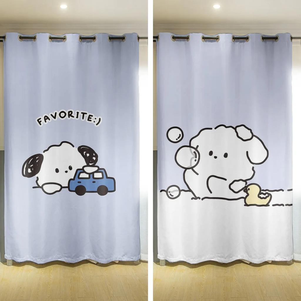 Fresh Cartoon Oil Painting Window Curtain Cute Children's Room Simple Fashion High Shading Bedroom Curtain 2 Panels New Pattern