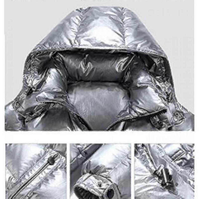 Shiny Down Jacket Men"s Winter Jacket Stand-up Tie Hood Down Jacket