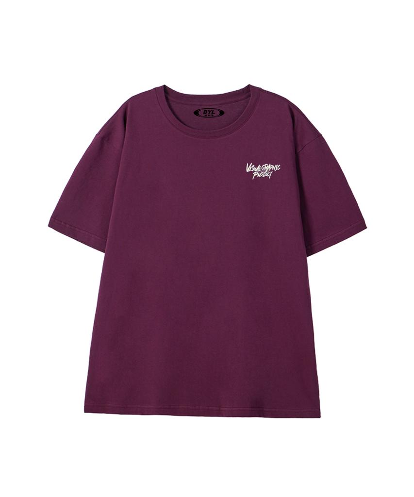 BY.L Paisley Graffiti Logo Short Sleeve T-Shirt Wine