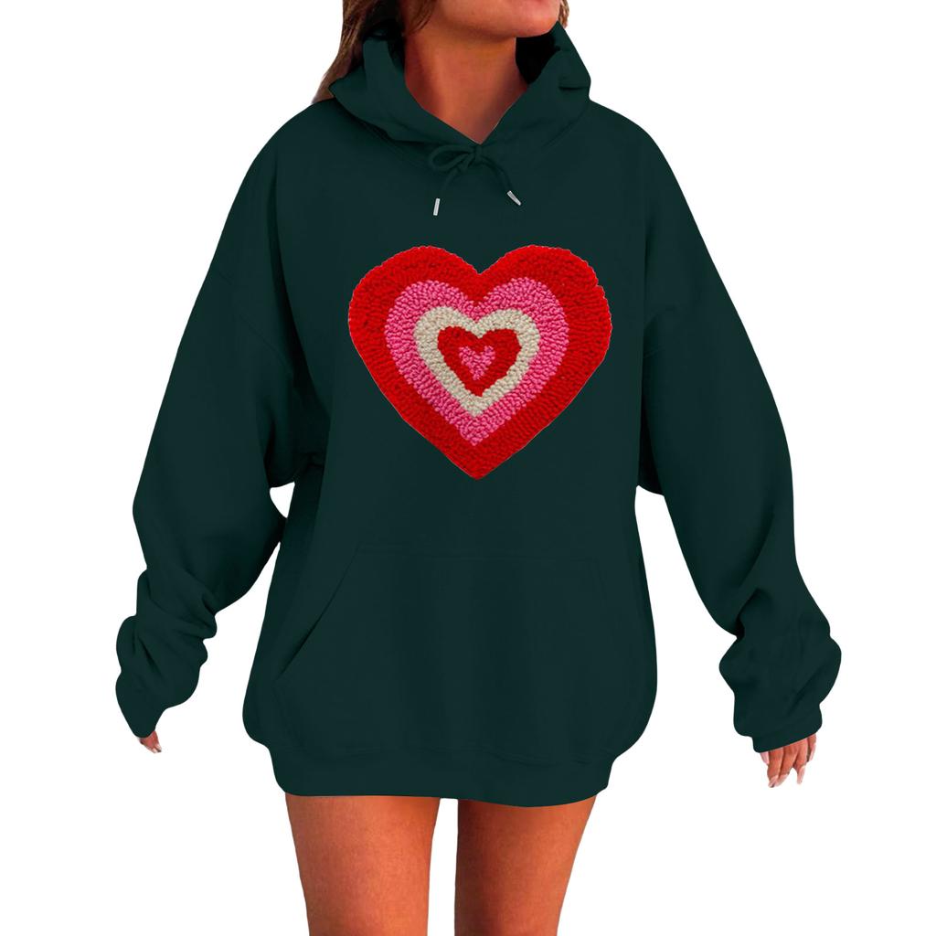 Damen Locker Bequem Lässig Modisch Liebe Aufdruck Langarm Sweatshirt