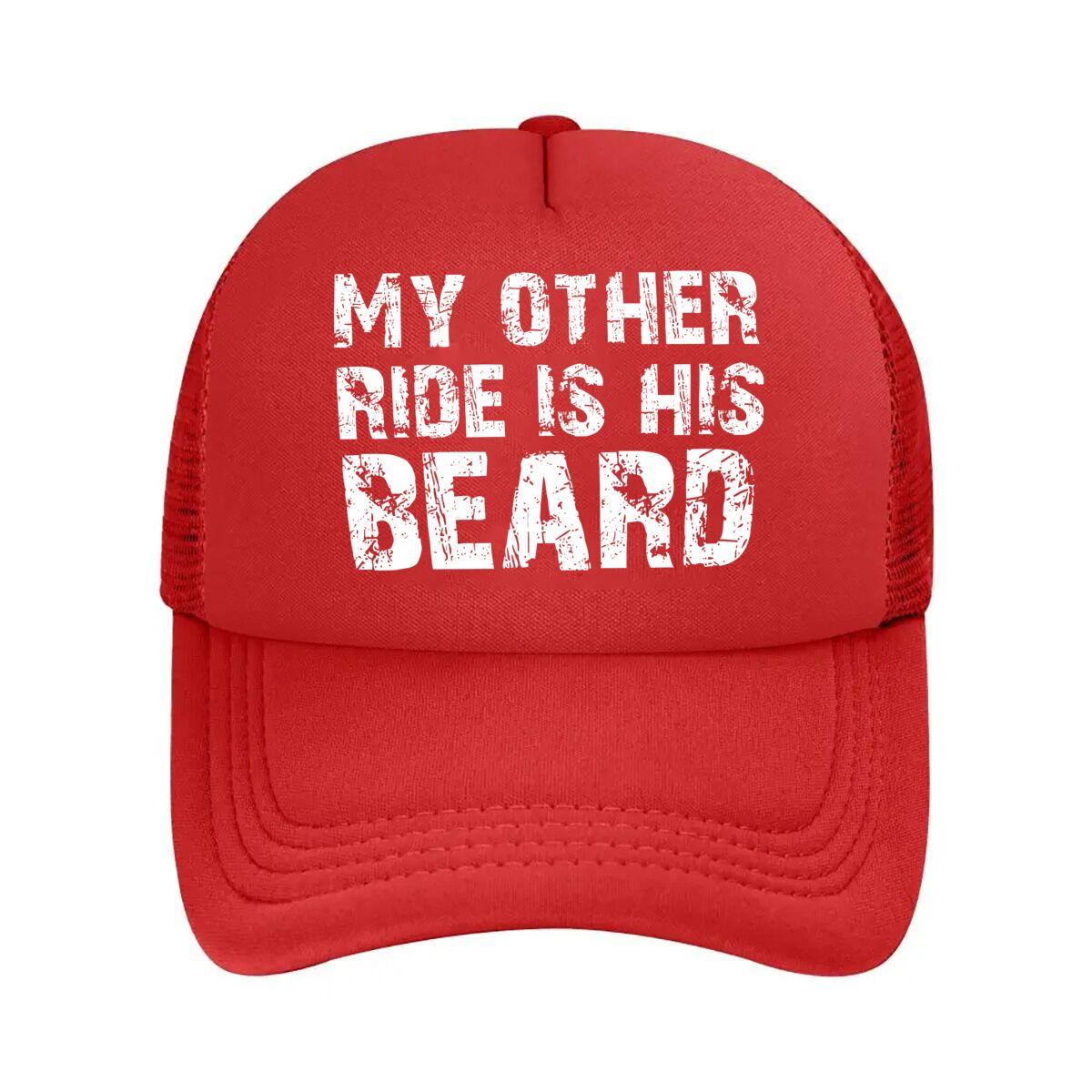 My Other Ride Is His Beard Slogan Mesh Baseball Cap Fashion Hats Breathable Casual Casquette Outdoor For Unisexs And Womens One Size