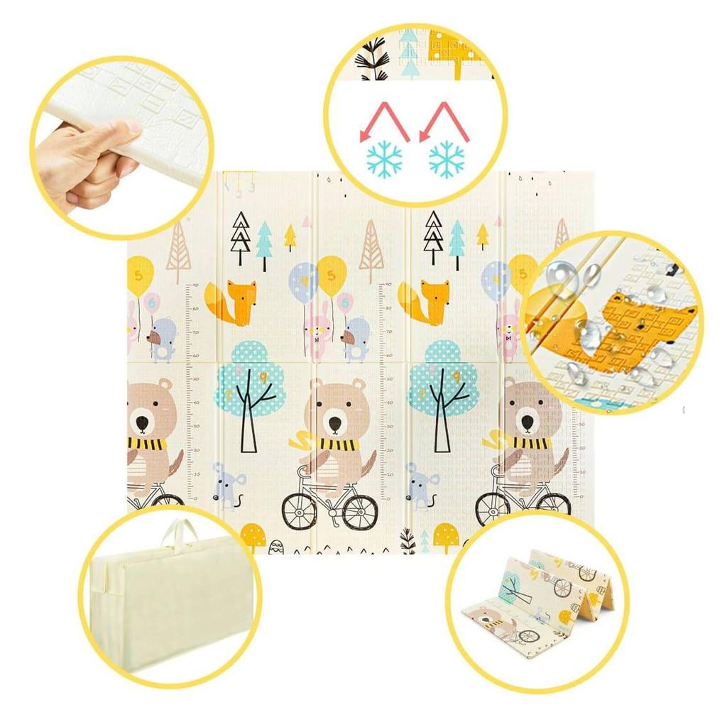 10 mm folding foam mat "Teddy Bear on a Bike" 200 x 180 cm