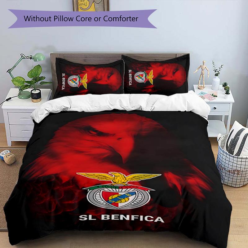 3pcs B-Benfica Design Cover Set - HD Printed Bedding with 1 Cover and 2 Pillowcases - Perfect for Home and Dorm Decor