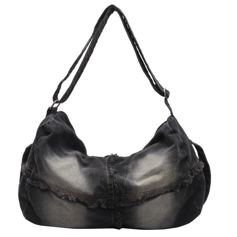 Large Capacity Denim Pillow Bag Women 2025 New Retro Casual Tote Bag