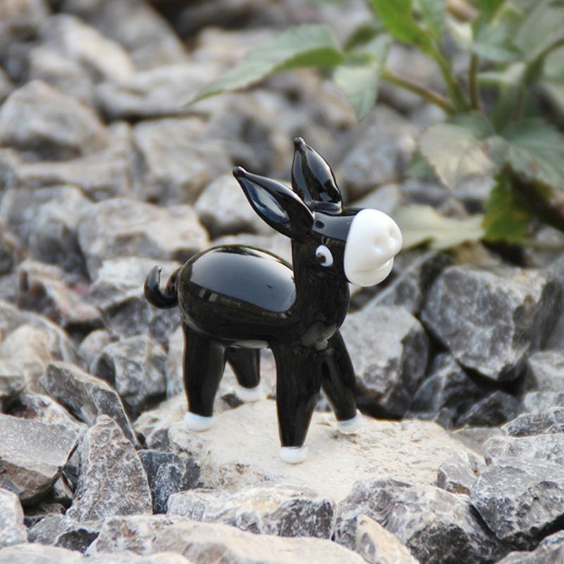 Glass Donkey Miniature Statue Handcrafted Crystal Animal Figurine Home Desk Shelf Decors Housewarmings Birthday Gift