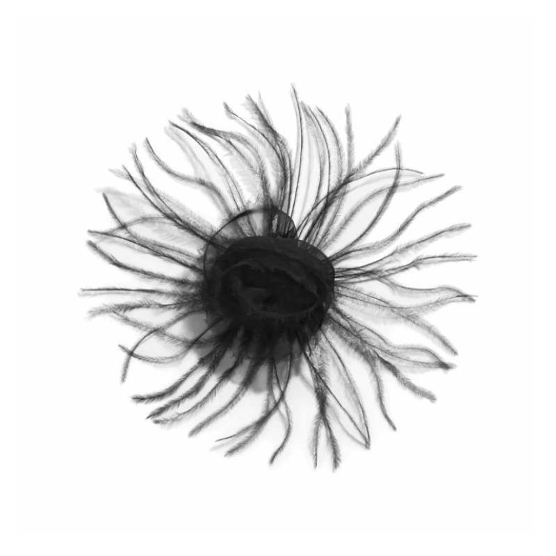 

CHANEL [25S Spring and Summer] Floral Feather Trim Silk Brooch Women s Black чорний