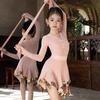 Latin dance clothing women latin american dance dress pink long sleeve girl stage costume velvet line dance clothing dance wear